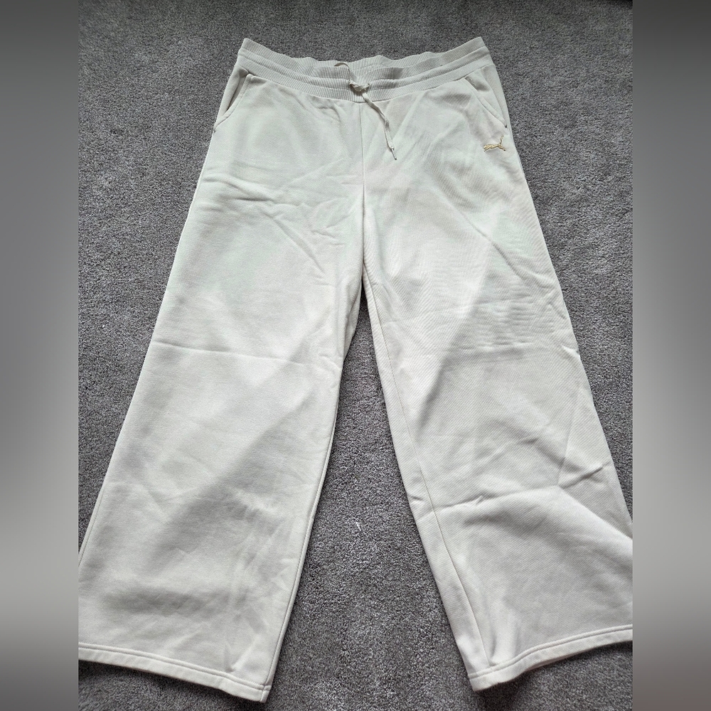 Puma Cream Wide-Leg Sweatpants